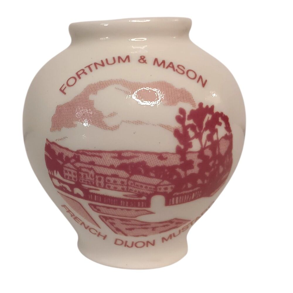 Crown Devon Ceramic Dijon Mustard Pot Made for Fortnum & Mason Cream Pink Design